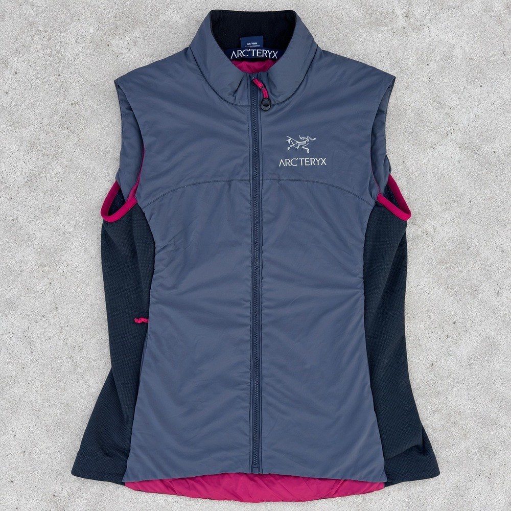 Arcteryx Atom LT Vest Womens Small Grey Magenta Insulated Full Zip Gorpcore